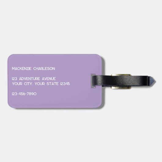 Modern Monogram Initial Lilac Pastel Bagagelabel (Achterkant horizontaal)