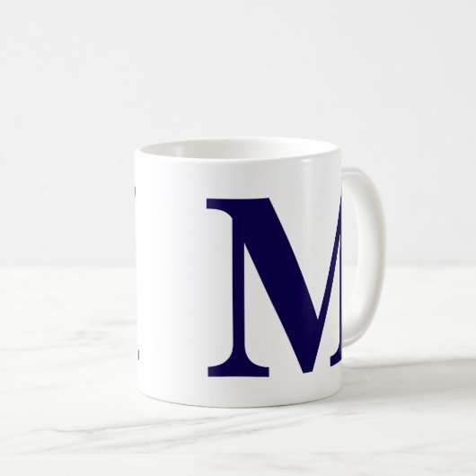 Modern Monogram Initial Modern Blue Coffee Mug Koffiemok (Voorkant rechts)