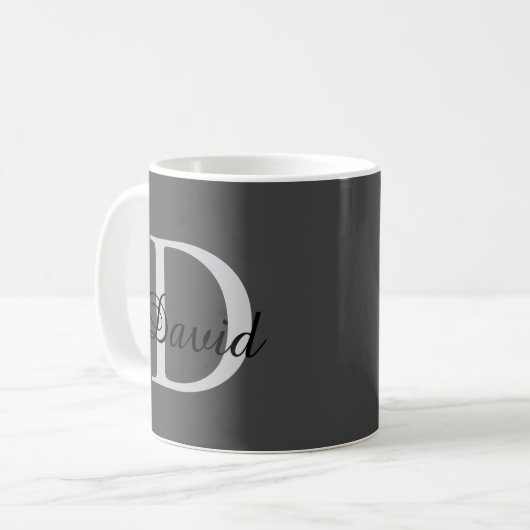 Modern Monogram Initial & Name Mug | Elegant Scrip Koffiemok (Voorkant links)