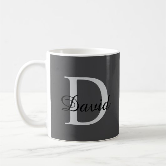 Modern Monogram Initial & Name Mug | Elegant Scrip Koffiemok (Links)