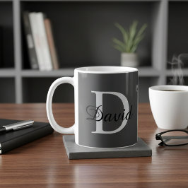 Modern Monogram Initial & Name Mug | Elegant Scrip Koffiemok