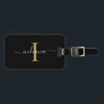 Modern Monogram Initial Script Name Return Address Bagagelabel<br><div class="desc">Create your very own custom and personalized Monogram Initial Script Name Return Address Black Luggage Tag completely by clicking the "Personalize" button. Use the "Customize it" button to further re-arrange and format the style and placement of text. Could easily be repurpose for other special events like anniversaries, baby shower, birthday...</div>