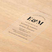 Modern Monogram Initialen Arch Bewaar de datum Acryl Uitnodigingen (Laagn)