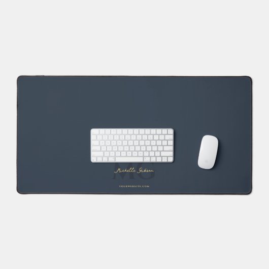 Modern Monogram Initialen Donkerblauw Professional Bureaumat (Keyboard & Muis)