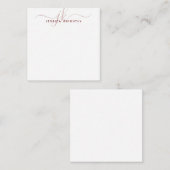 Modern Monogram Initialen Manuscript Burgundy Maro Notitiekaartje (Voorkant / Achterkant)