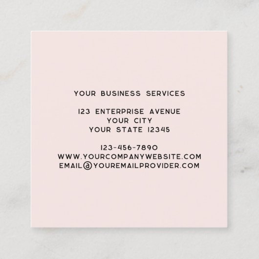 Modern Monogram Initialen Naam Blush Roze Vierkante Visitekaartje (Achterkant)