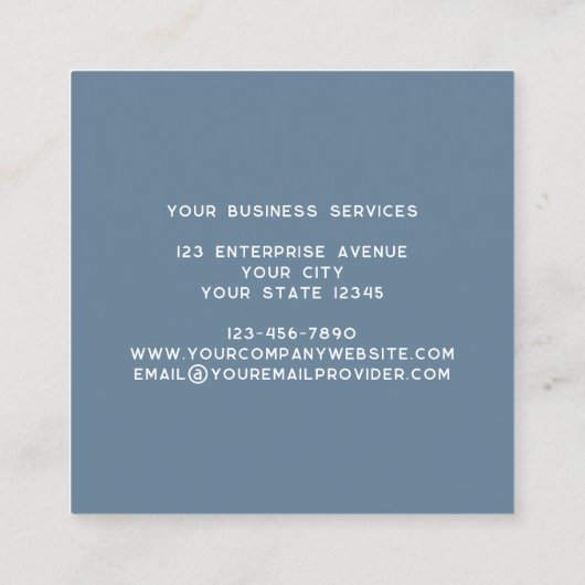 Modern Monogram Initialen Naam Dusty Blue Grey Vierkante Visitekaartje (Achterkant)