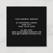 Modern Monogram Initialen Naam Zwart Vierkante Visitekaartje (Achterkant)