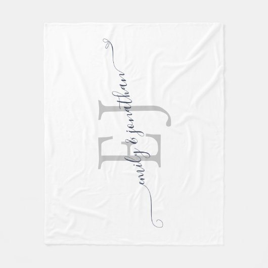 Modern Monogram Initialen Names White Fleece Deken (Voorkant)