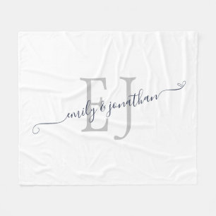 Modern Monogram Initialen Names White Fleece Deken