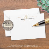 Modern Monogram Initialen Script Chic Gold Minimal Notitiekaartje
