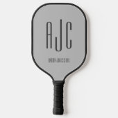 Modern Monogram initialen Zwart Grijs Pickleball Paddle (Achterkant)