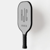 Modern Monogram initialen Zwart Grijs Pickleball Paddle (Links)