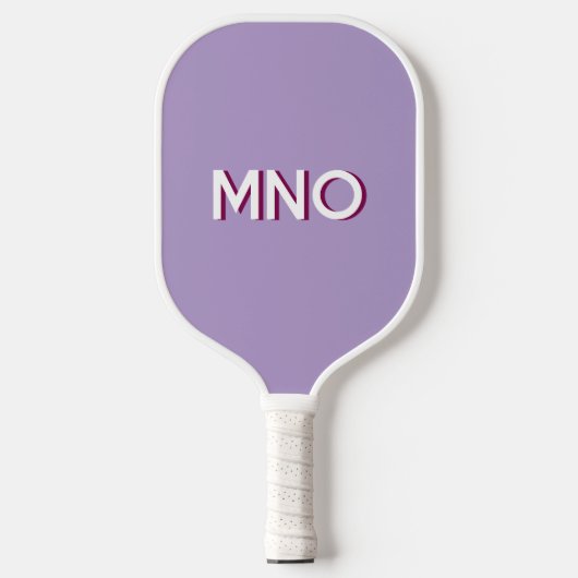 Modern Monogram Initials Drop Shadow Pastel Lilac Pickleball Paddle (Voorkant)