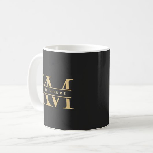 Modern Monogram Initials Professional Black Gold Koffiemok (Voorkant links)