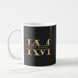 Modern Monogram Initials Professional Black Gold Koffiemok