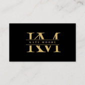 Modern Monogram Initials Professional Black Gold Visitekaartje (Voorkant)