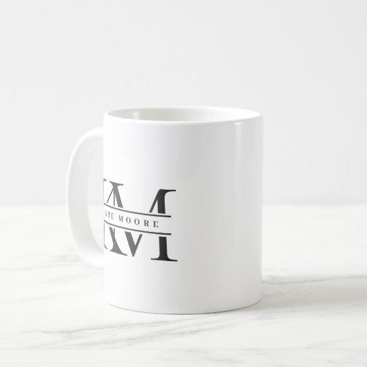Modern Monogram Initials Professional Black White Koffiemok (Voorkant links)