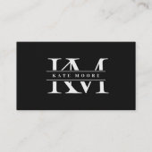 Modern Monogram Initials Professional Black White Visitekaartje (Voorkant)