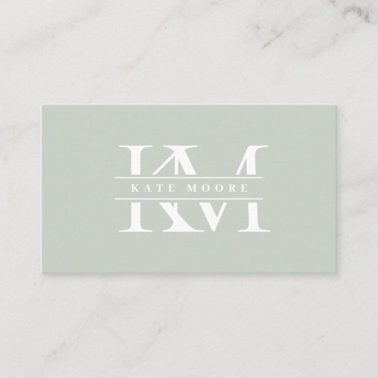 Modern Monogram Initials Professional Sage Green Visitekaartje (Voorkant)