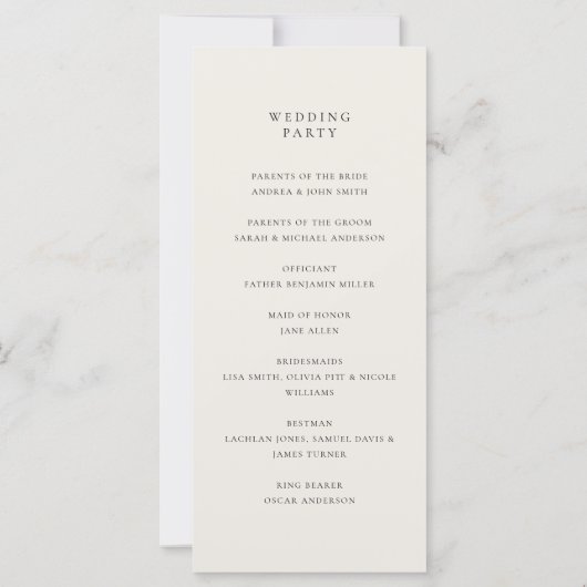 Modern Monogram Ivoor Wedding Programma (Achterkant)