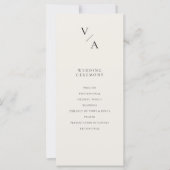 Modern Monogram Ivoor Wedding Programma (Voorkant)