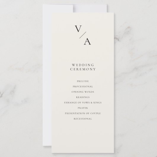 Modern Monogram Ivoor Wedding Programma (Voorkant)