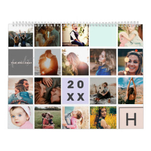 Modern monogram je familie 41 foto-collage raster kalender