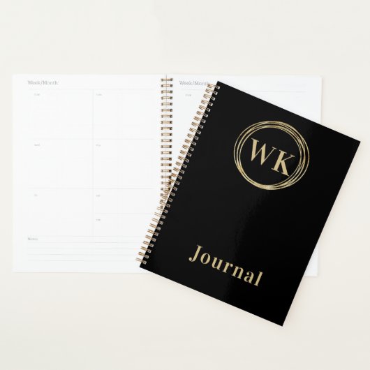 Modern Monogram Journal Zwart Goud Planner (Display)
