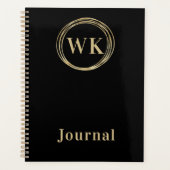 Modern Monogram Journal Zwart Goud Planner (Voorkant)