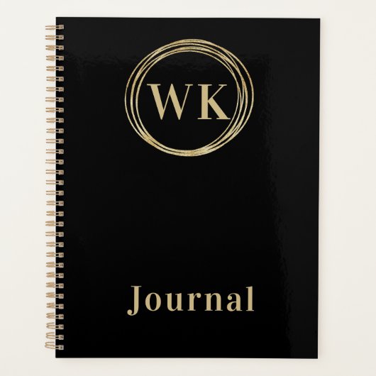 Modern Monogram Journal Zwart Goud Planner (Voorkant)