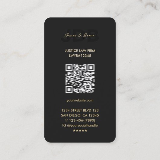 Modern Monogram Juridisch kantoor Advocaat Zwart G Visitekaartje (Achterkant)