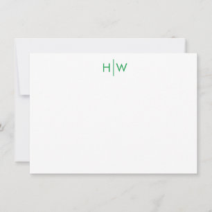 Modern Monogram Kelly Green Flat Note Kaart Notitiekaartje