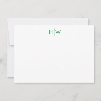 Modern Monogram Kelly Green Flat Note Kaart Notitiekaartje