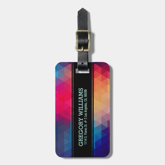 Modern Monogram Kleurrijk Geometrisch Patroon Bagagelabel (Voorkant verticaal)