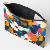 Modern Monogram Kleurrijke Retro Bloemen Patroon Etui (Open)