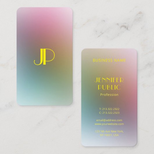Modern Monogram Kleurrijke Sjabloon Visitekaartje (Voorkant / Achterkant)