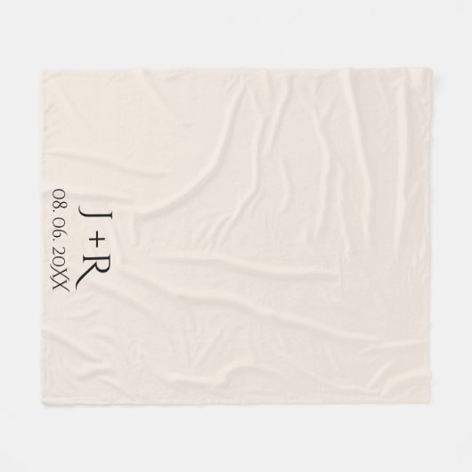 Modern Monogram koppel huwelijksgeschenk Huwelijks Fleece Deken (Voorkant (Horizontaal))