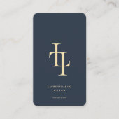 Modern Monogram L Donkerblauw Professional Logo Visitekaartje (Voorkant)