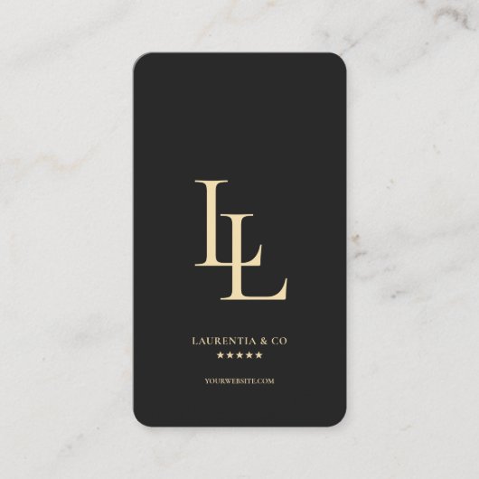 Modern Monogram L Elegant Company Logo Zwart Goud Visitekaartje (Voorkant)