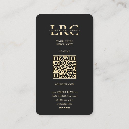 Modern Monogram L Elegant Company Logo Zwart Goud Visitekaartje (Achterkant)