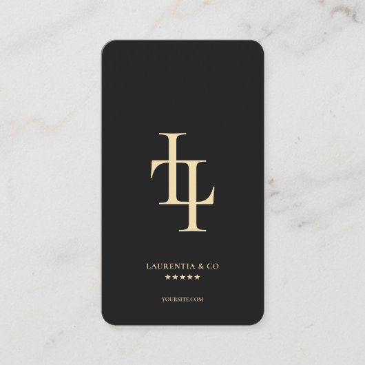 Modern Monogram L Zwart Goud Professioneel Logo Visitekaartje (Voorkant)