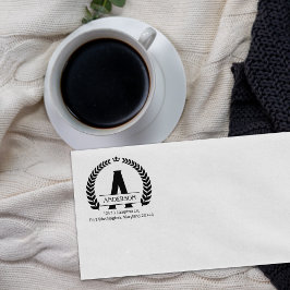 Modern Monogram Laurel, Aangepast retouradres Rubberstempel