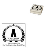 Modern Monogram Laurel, Aangepast retouradres Rubberstempel (Gestempeld)