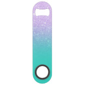 Modern monogram lavendel glitter ombre turquoise speed flessenopener (Achterkant)