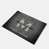 Modern Monogram Leer Rustische Familie Logo Deurmat (Schuin)