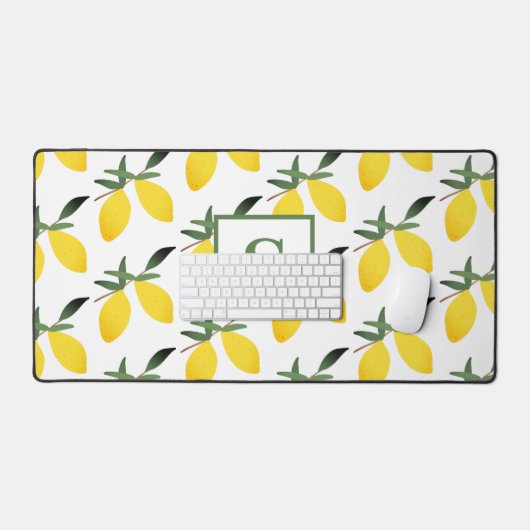 Modern Monogram Lemon Citrus Bureaumat (Keyboard & Muis)