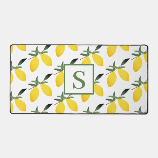 Modern Monogram Lemon Citrus Bureaumat (Voorkant)