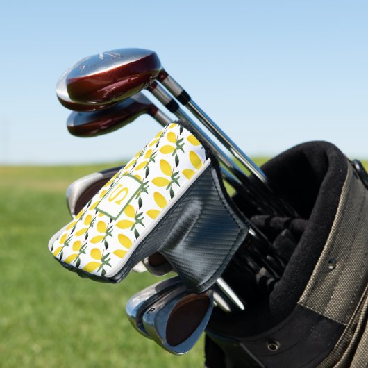 Modern Monogram Lemon Citrus Golfheadcover (Insitu)