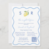 Modern Monogram Lemon Wedding Repetitie Diner Kaart (Voorkant)